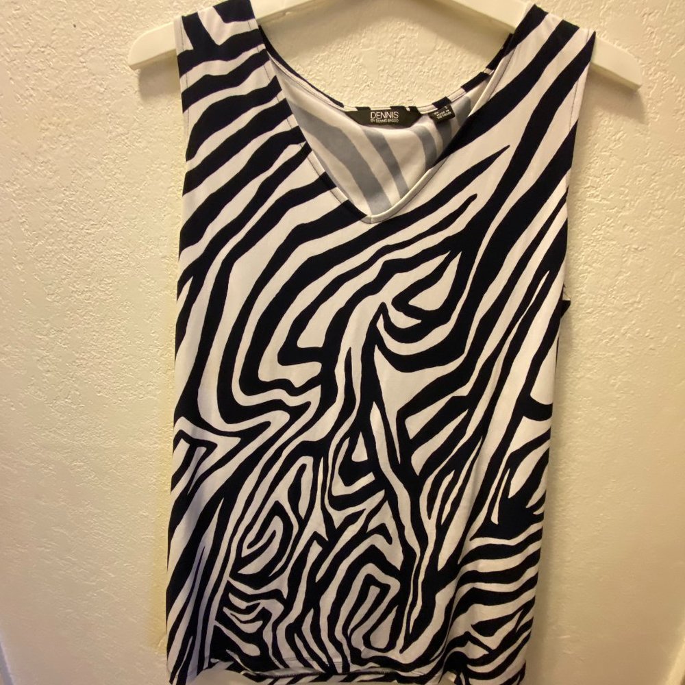 Dennis Basso Zebra Print Tank Top - Medium